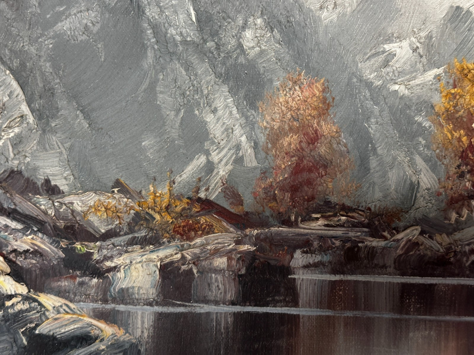 Elsbeth Huther - Öl auf Leinwand - Alpen Bergsee Almhütte - signiert - gerahmt7