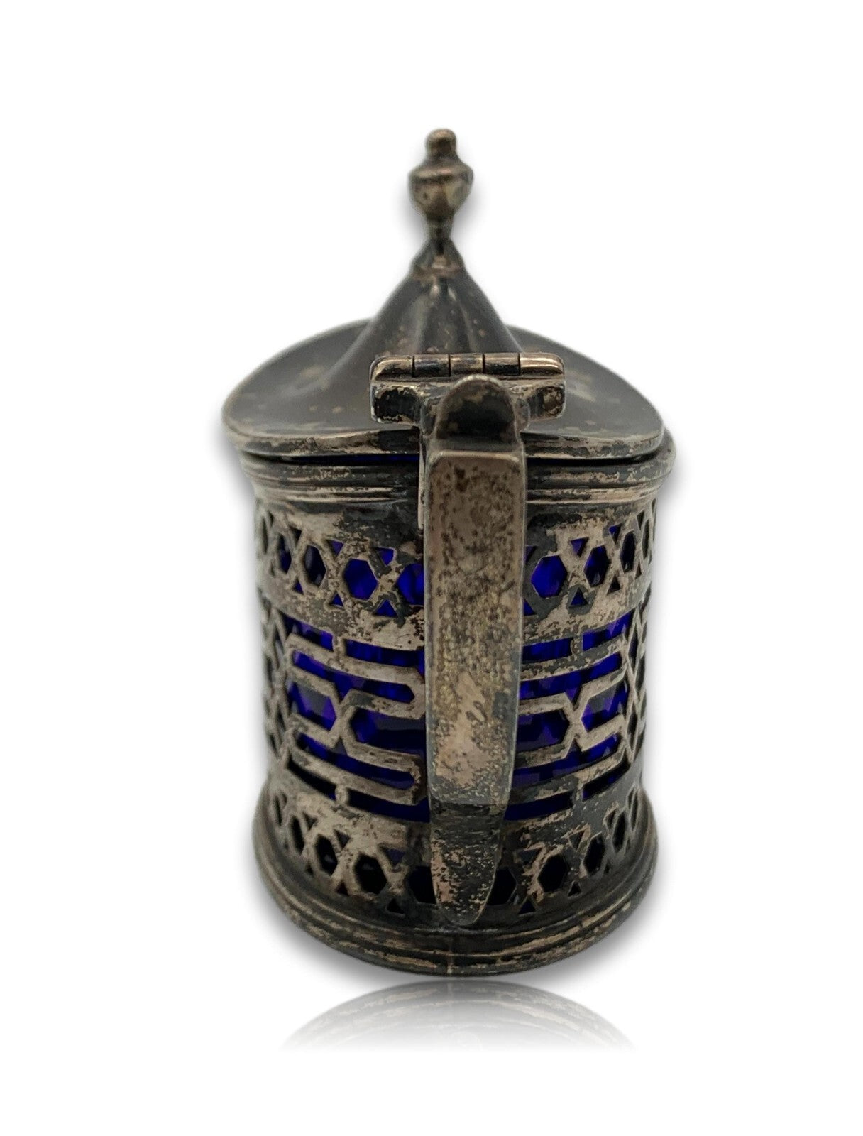 alter Senf- Gewürztopf - England Chester 1905 - Silber - Haseler Brothers - Glas3