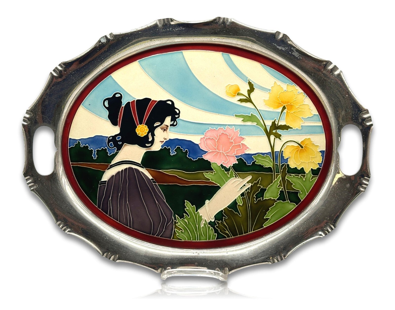 Carl Sigmund Luber für Johann von Schwarz, Nürnberg - Tablett Jugendstil um 19000