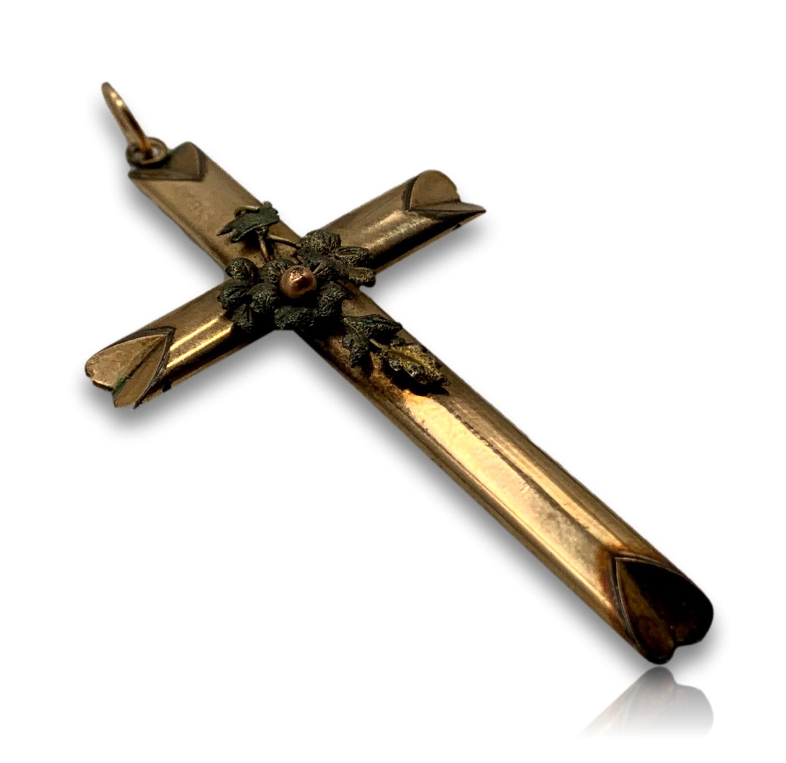 Biedermeier Kreuz Kruzifix - Anhänger Kettenanhänger - Walzgold Double5