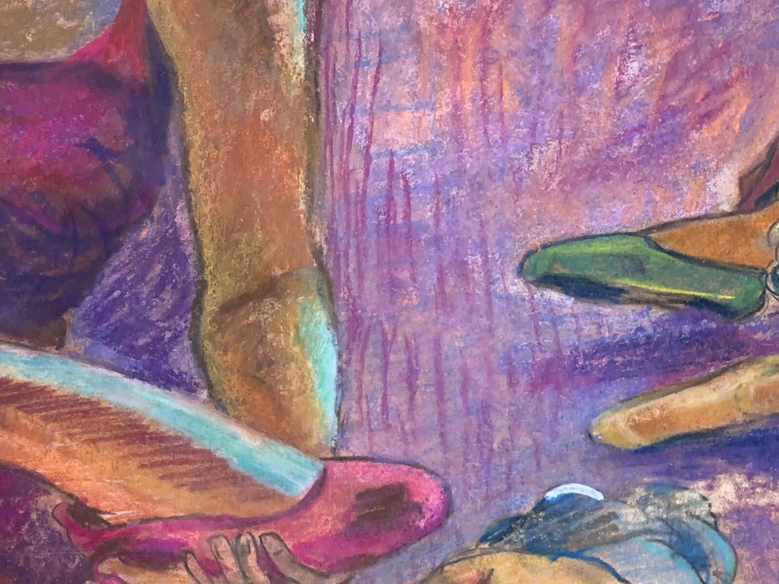Alfred Tatzel - Hartfaserplatte - Gouache Tempra - 'Balettgruppe' - 19836
