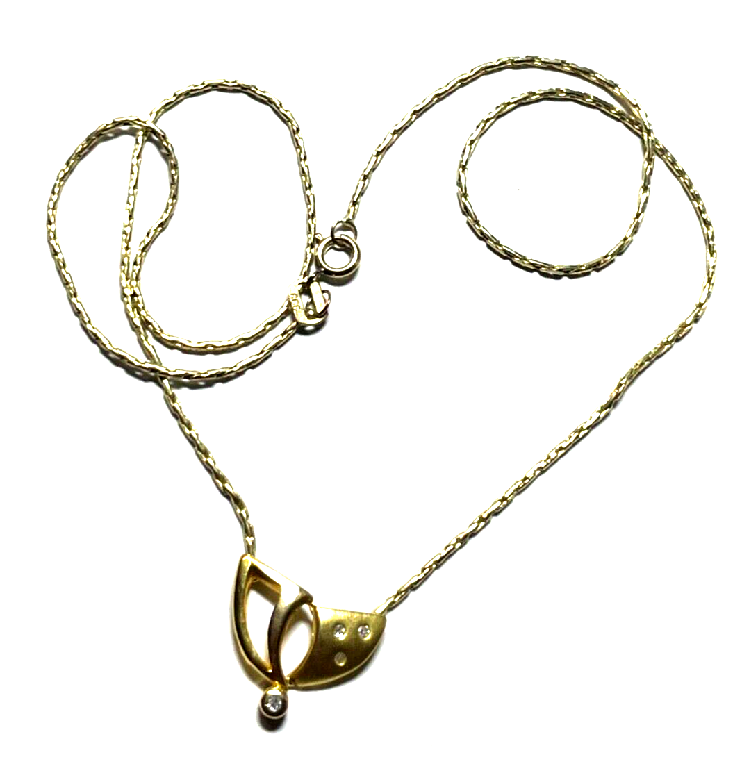 333 Gold 8 K Halskette Collier 4 Diamanten Juwelier zeitloser Chic L 39,5 cm0
