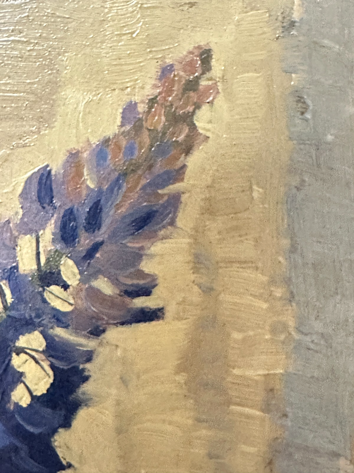 H. L. Umgelter – Florales Stillleben mit Lupinen, Lein & Lilien – Öl auf Platte8
