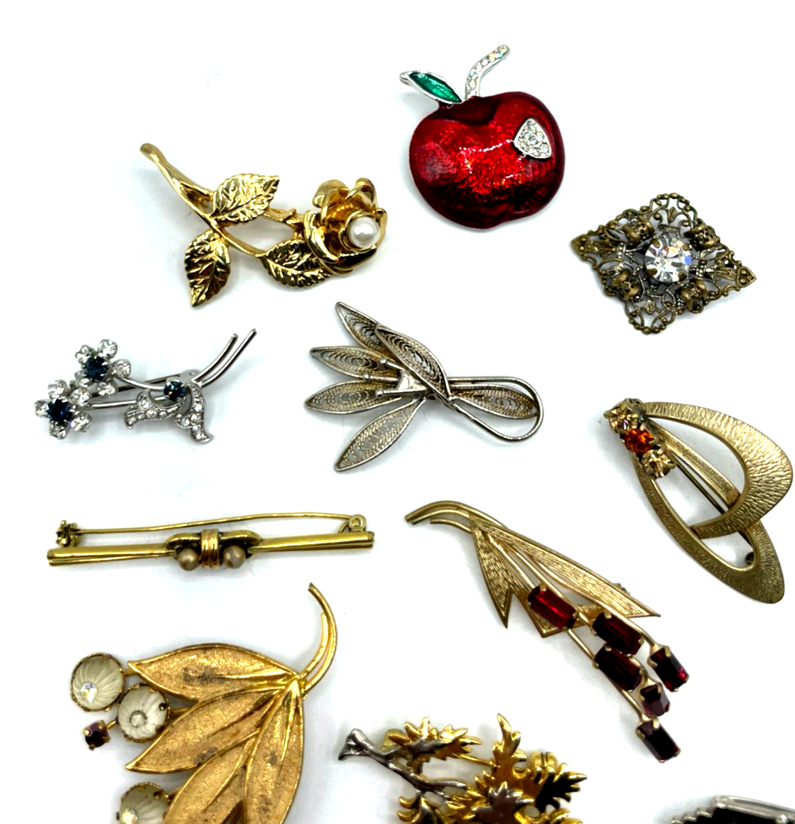 Konvolut 14 verschieden vintage Brosche Anstecknadel absolut tragbar Modeschmuck1
