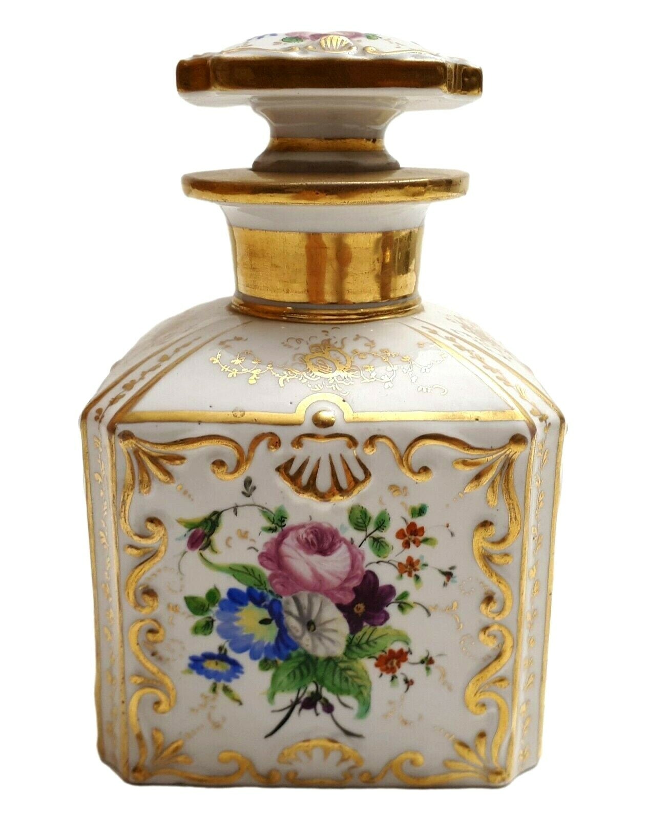 Biedermeier 1850 - Karaffe Stopfen Flasche - Schumann Porzellan Berlin - Blumen4