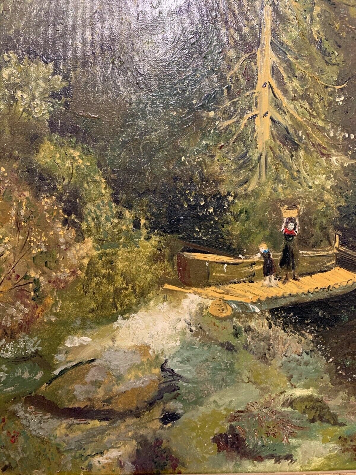 Ölgemälde - Öl auf Leinwand - signiert Monogramm - 'Der Gebirgsbach' - gerahmt2