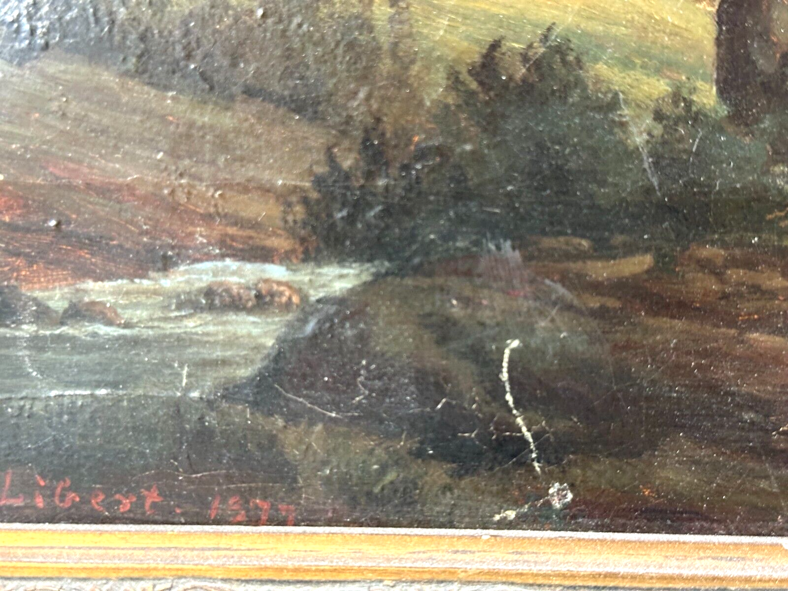 Öl auf Leinwand - Georg Emil Libert 1820-1908 - Berglandschaft 1877 - sign. dat.9