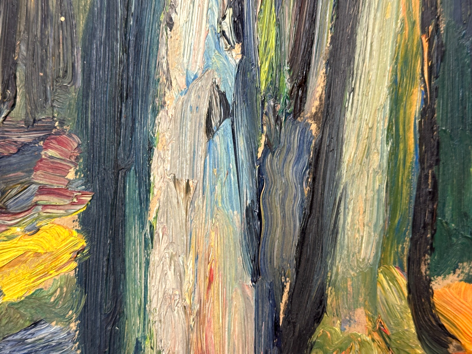 Johannes Sack 1890-1958 - Expressionistisches Waldstück – Öl auf Karton signiert5