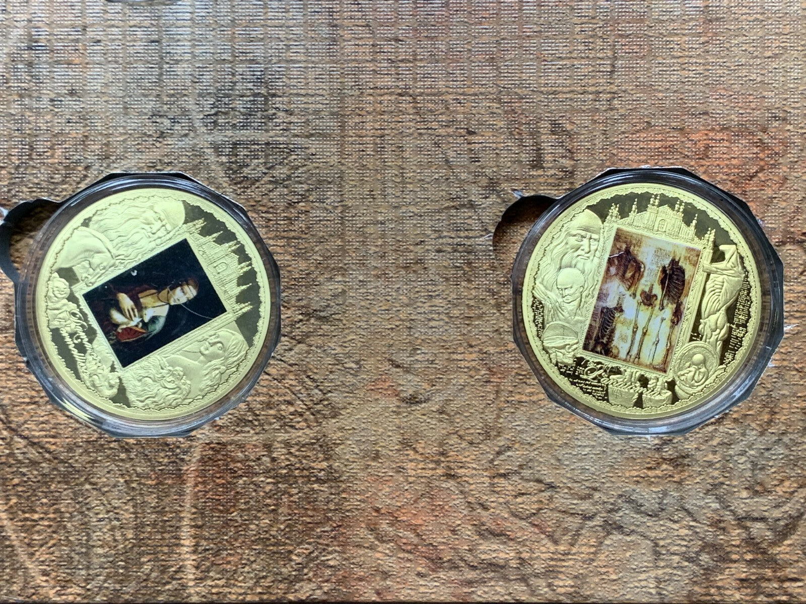Medaillen - 24k vergoldet - Koloriert - limt. Edition - Set - Leonardo da Vinci7