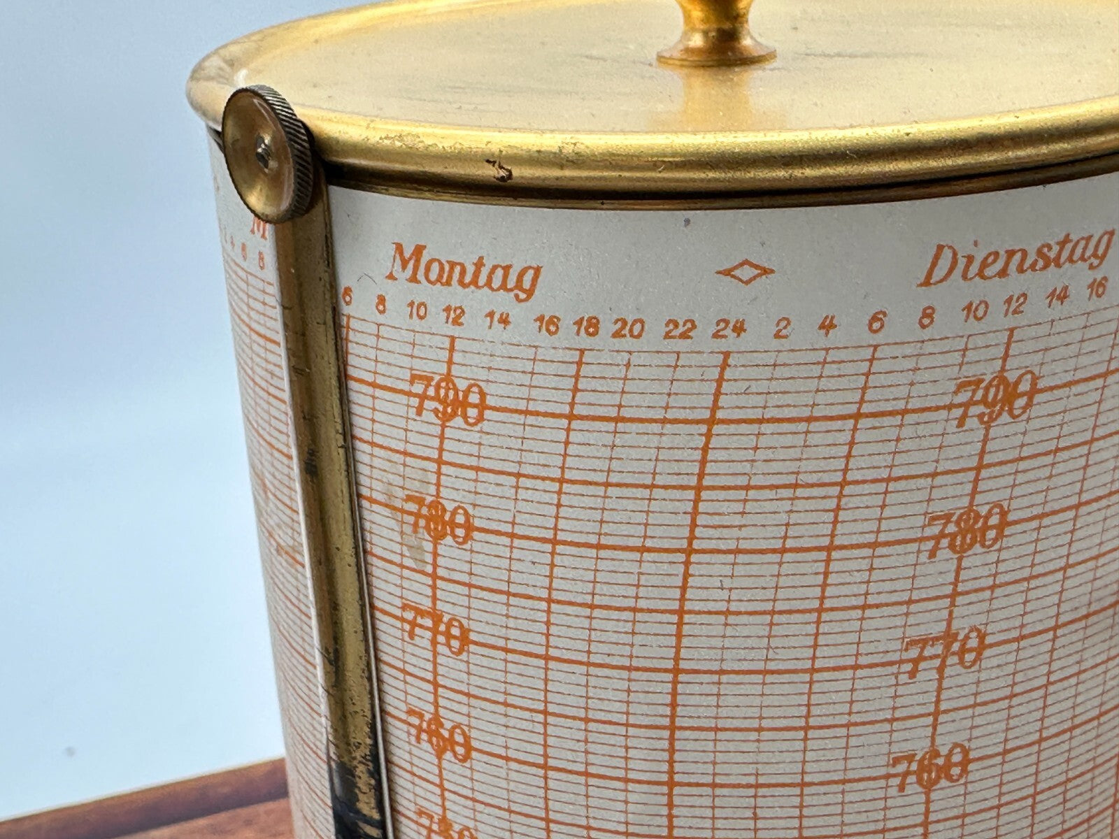 Barograph - C. Erbe Tübingen - Luftdruckmesser um 1900 - facettiertes Glas12