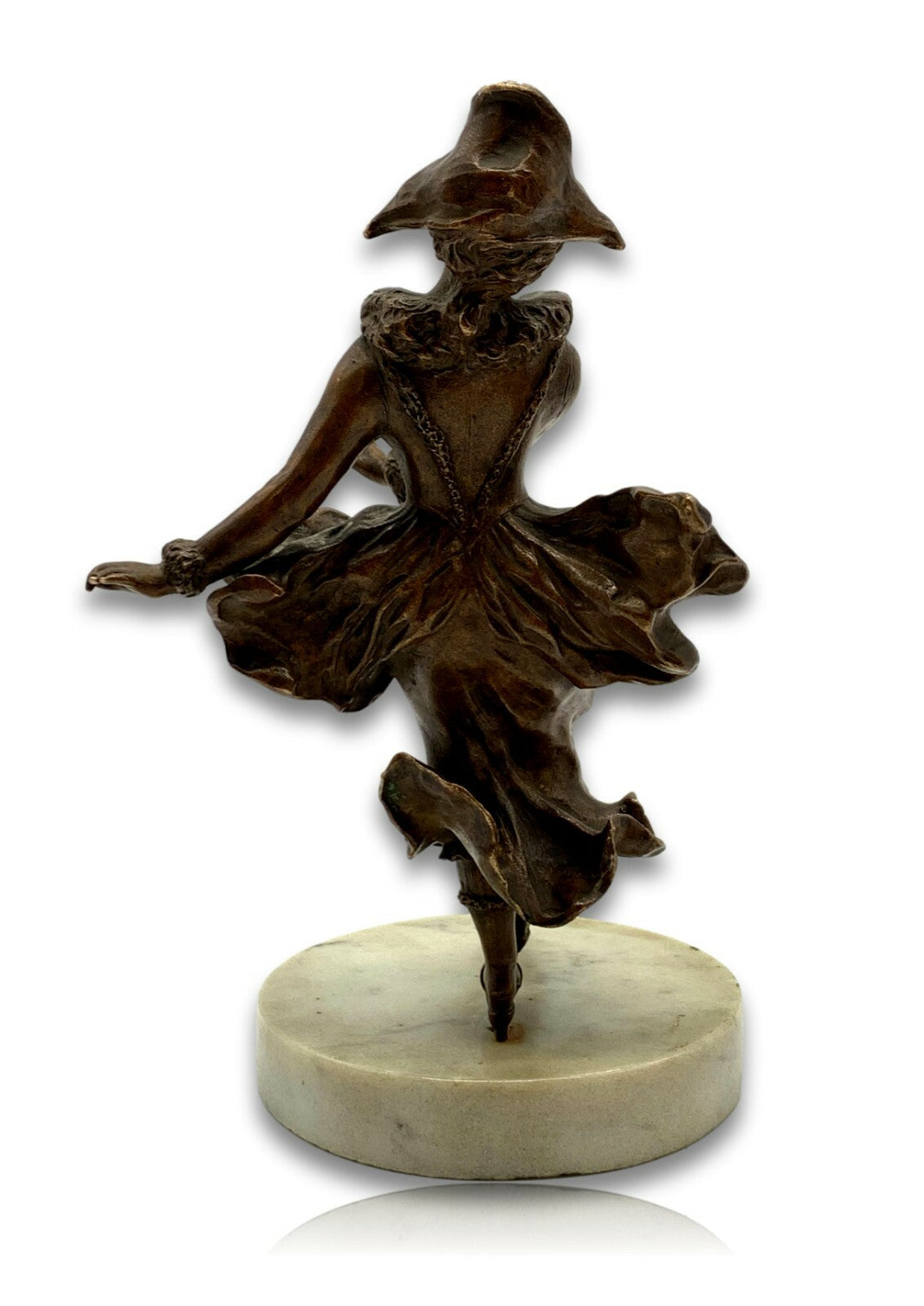 Jugendstil Bronze - Schlittschuhfahrerin - Figur mit Marmorsockel - um 1900/103