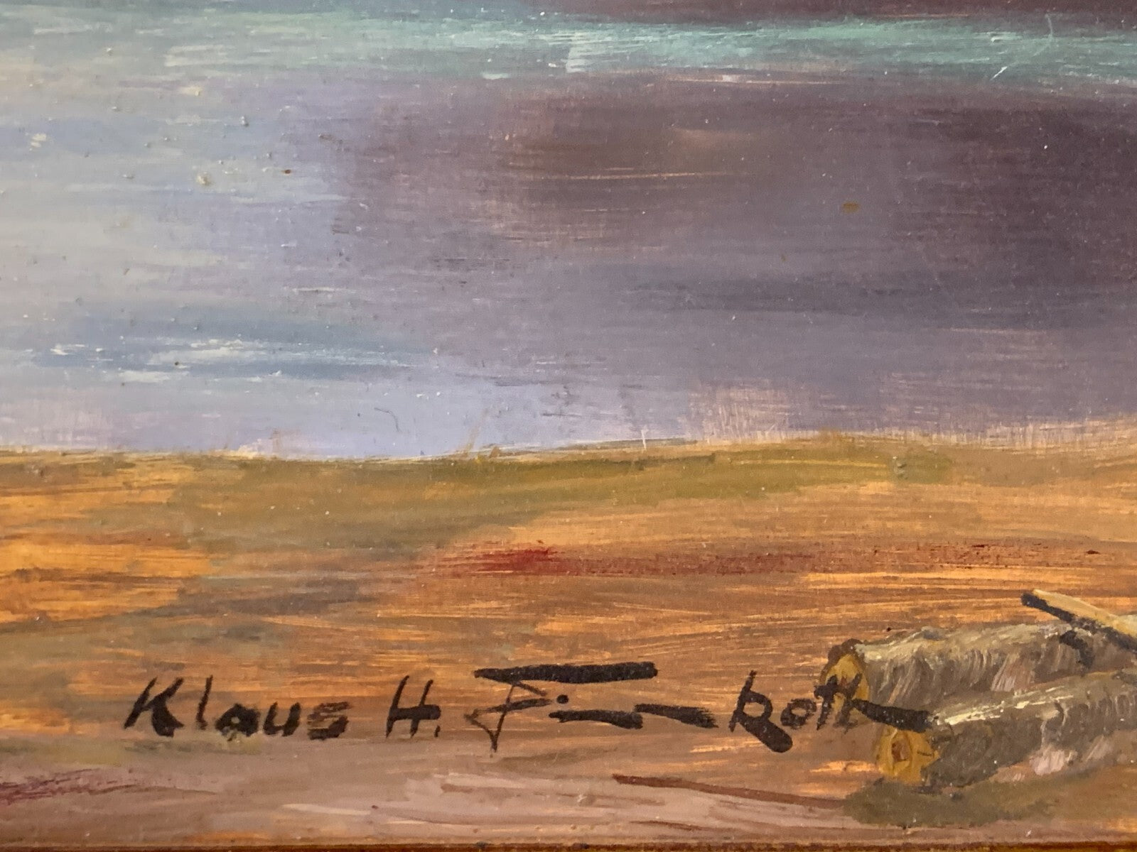 Klaus H. Fierenkothen - Heuernte - Öl auf Holzplatte - signiert gerahmt Gemälde9