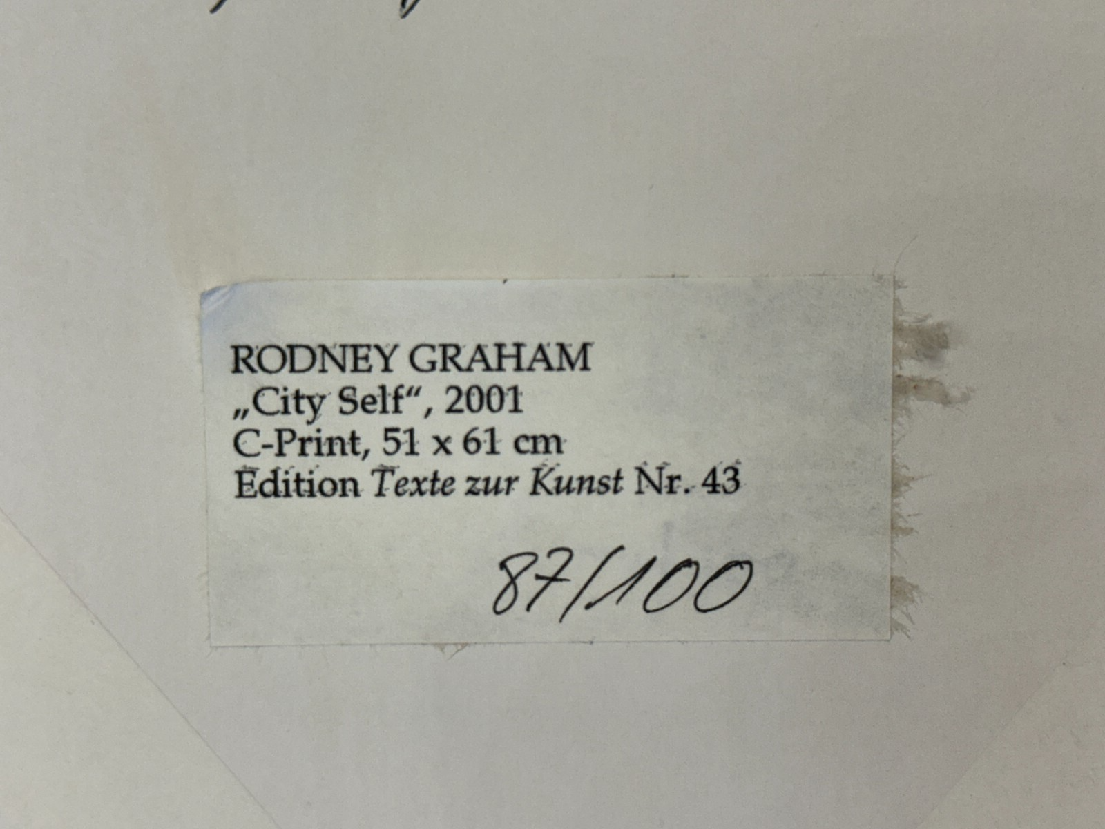 Rodney Graham - City Self 2001 - C-Print - signiert - nummeriert 87/1009