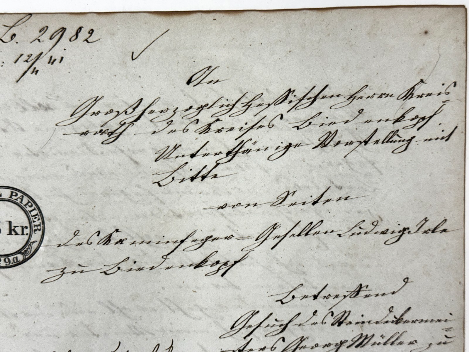 1841 Stempelpapier 36 Kreuzer – Großherzogtum Hessen – Brief Kreisamt Lindenfels3