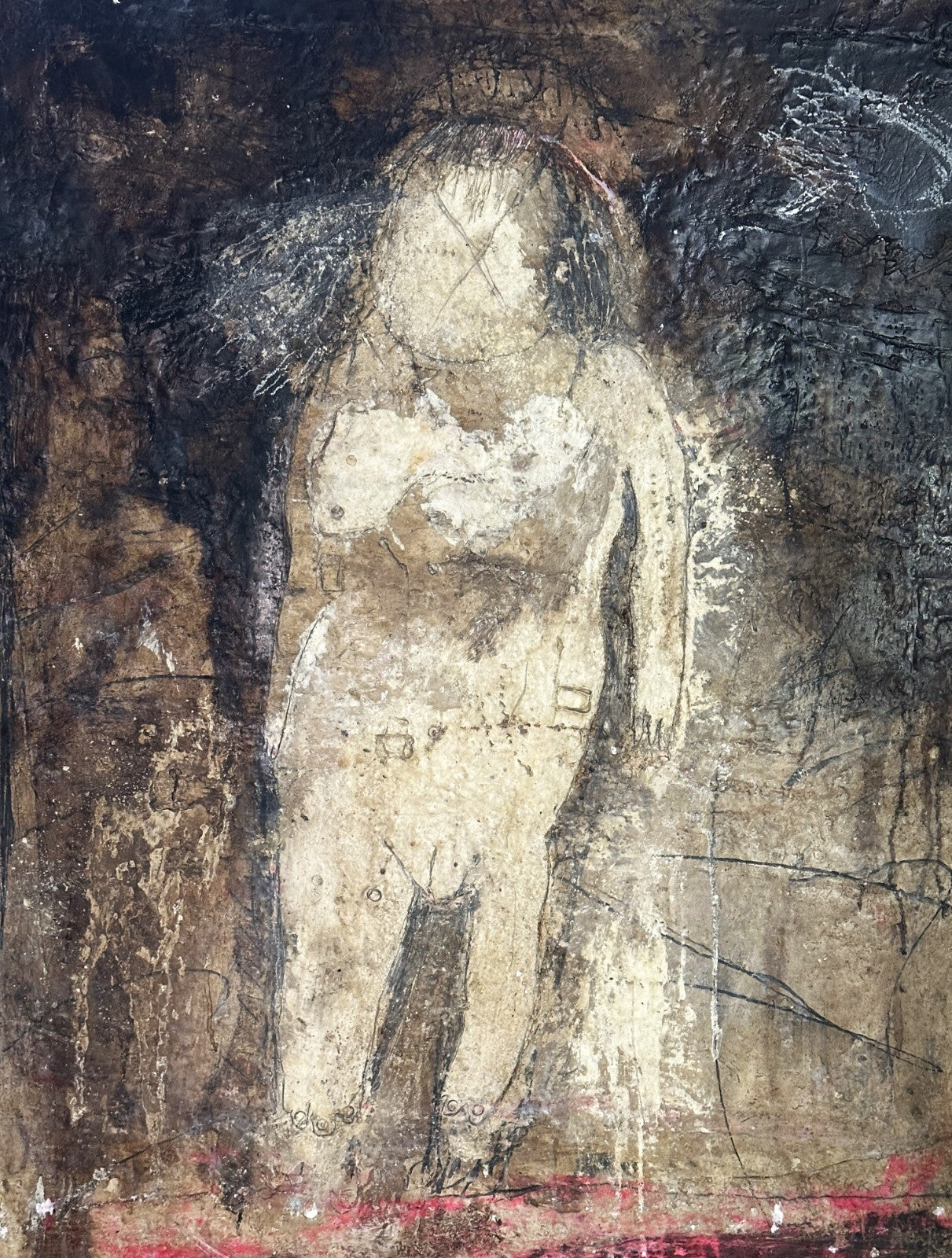 Ulrich Klieber 1974 – expressive Mischtechnik - Archaische Frauenfigur - sign.1