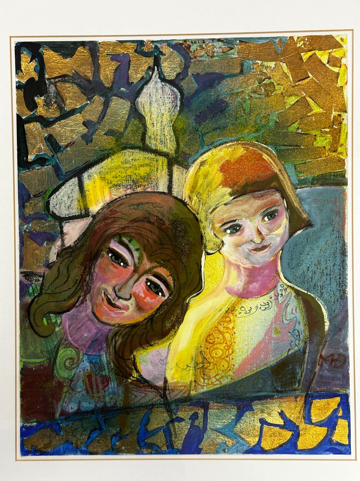 Margret Hofheinz-Döring - Mischtechnik - 'Zwei Mädchen' - 1967 - monogramiert1