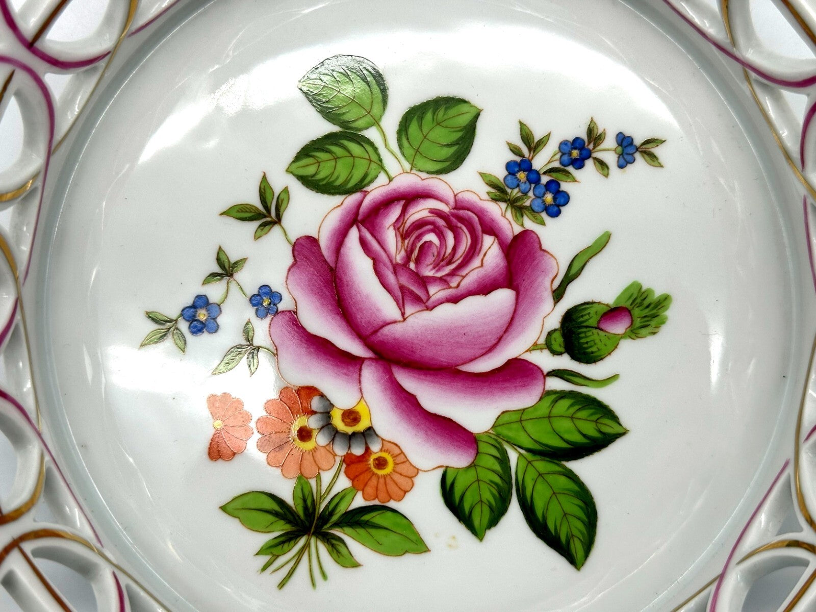 Herend 7404 PBR - Durchbruch Schale Korb - Porzellan - Petit Buoquet de Roses3