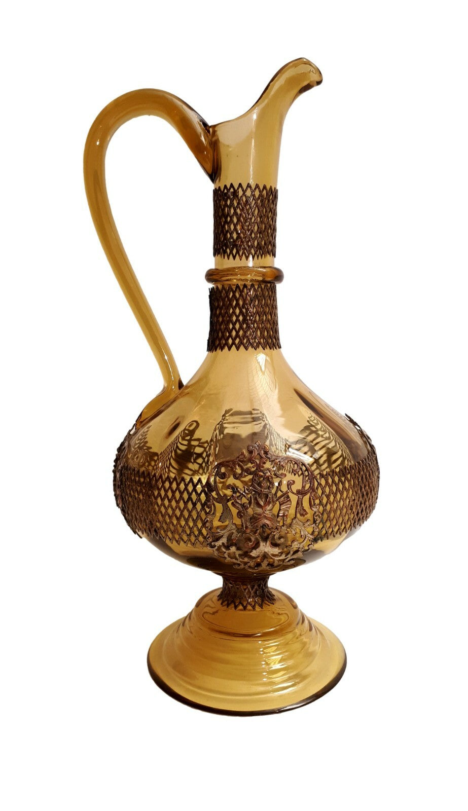 Karaffe - Glaskaraffe mit Metallmontierung - um 1880/90 - Heraldik Ornamente1