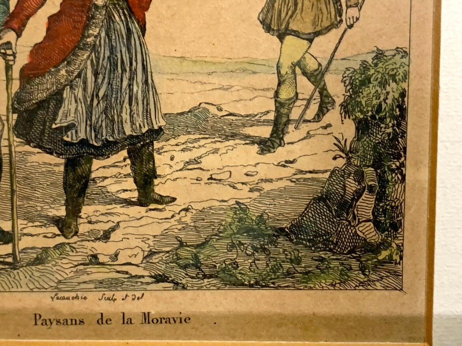 Alexandre Lacauchie - Kupferstich koloriert - Bauern Mährens Trachten Mode 18305