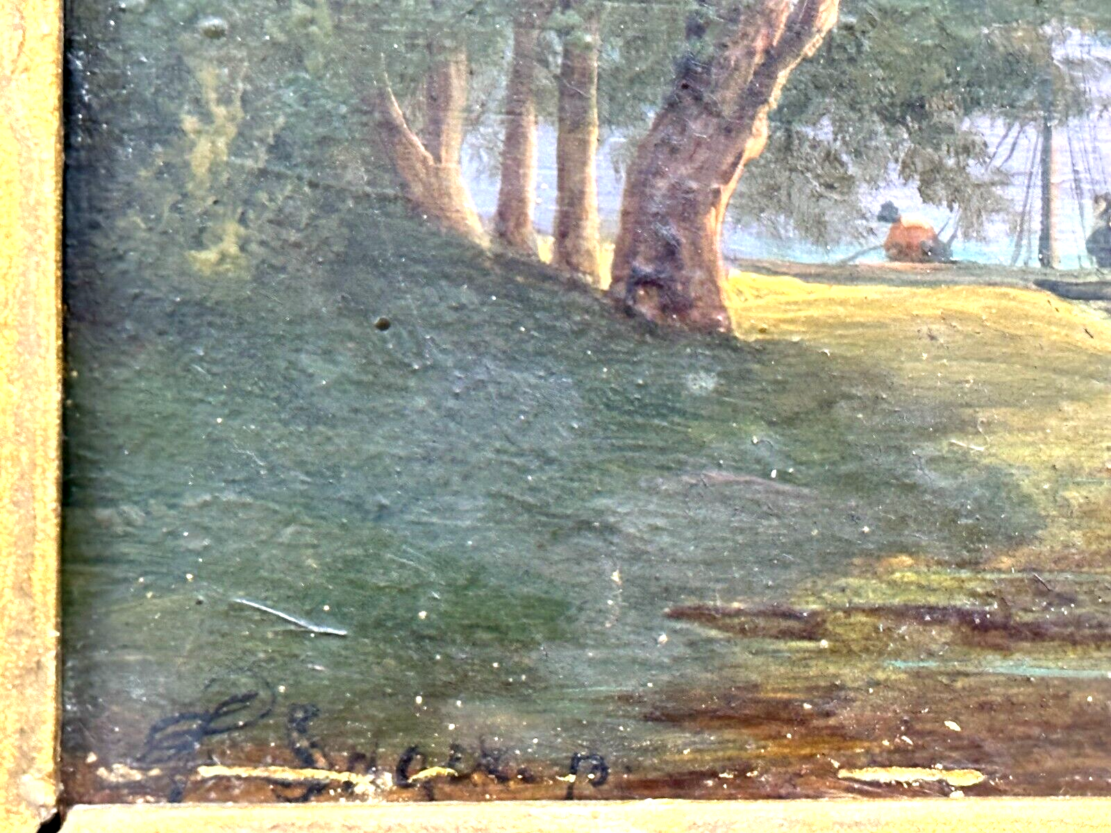 Öl auf auf Holz - Franz Sager 1821-ca. 1891 - Blick auf den Hallstättersee 184710