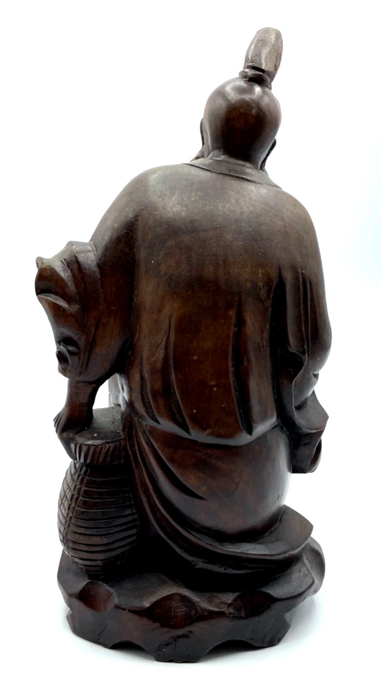 Vintage Handarbeit massiv Buchsbaum Holz Figur China geschnitzt H 21,5 cm Asien2