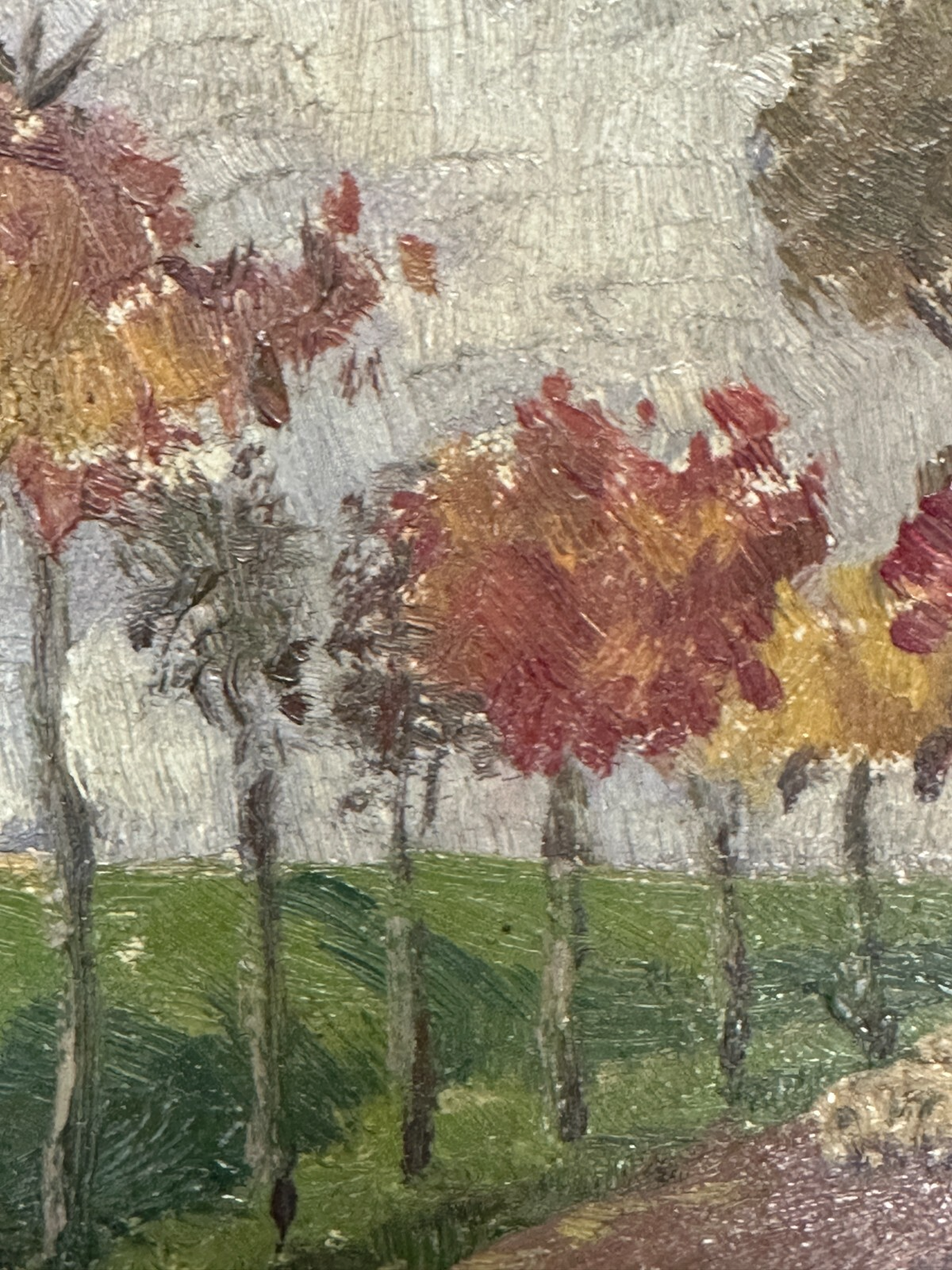 Edmund Massau (1860–1935) Öl auf Leinwand - herbstliche Straßenszene - signiert8