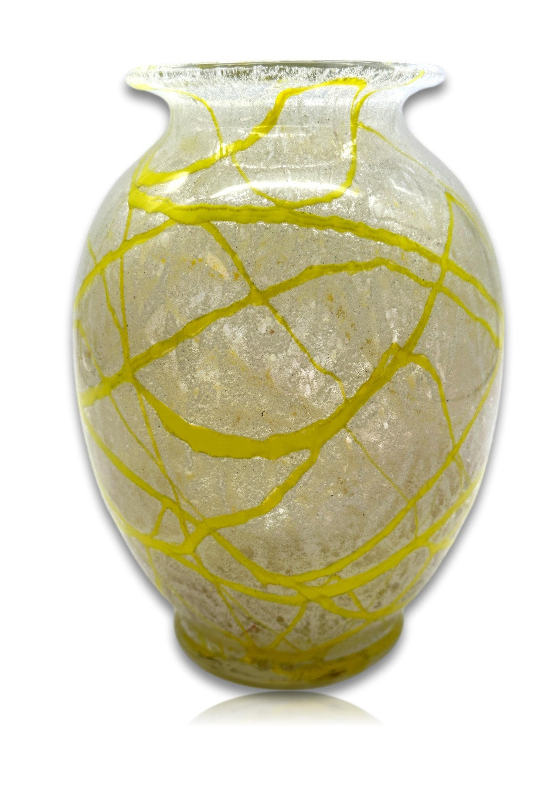 LOETZ um 1960 - Handgeformt - satiniertes Glas mit aufgelegtem Faden in Gelb0