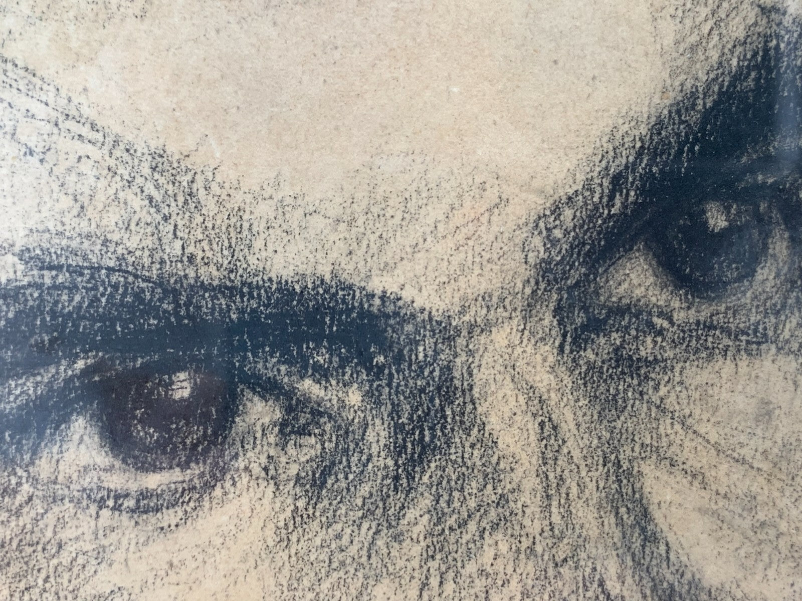 Soldaten Portrait Porträt - Monogramm 1947 - Kohle auf Papier - gerahmt Glas3