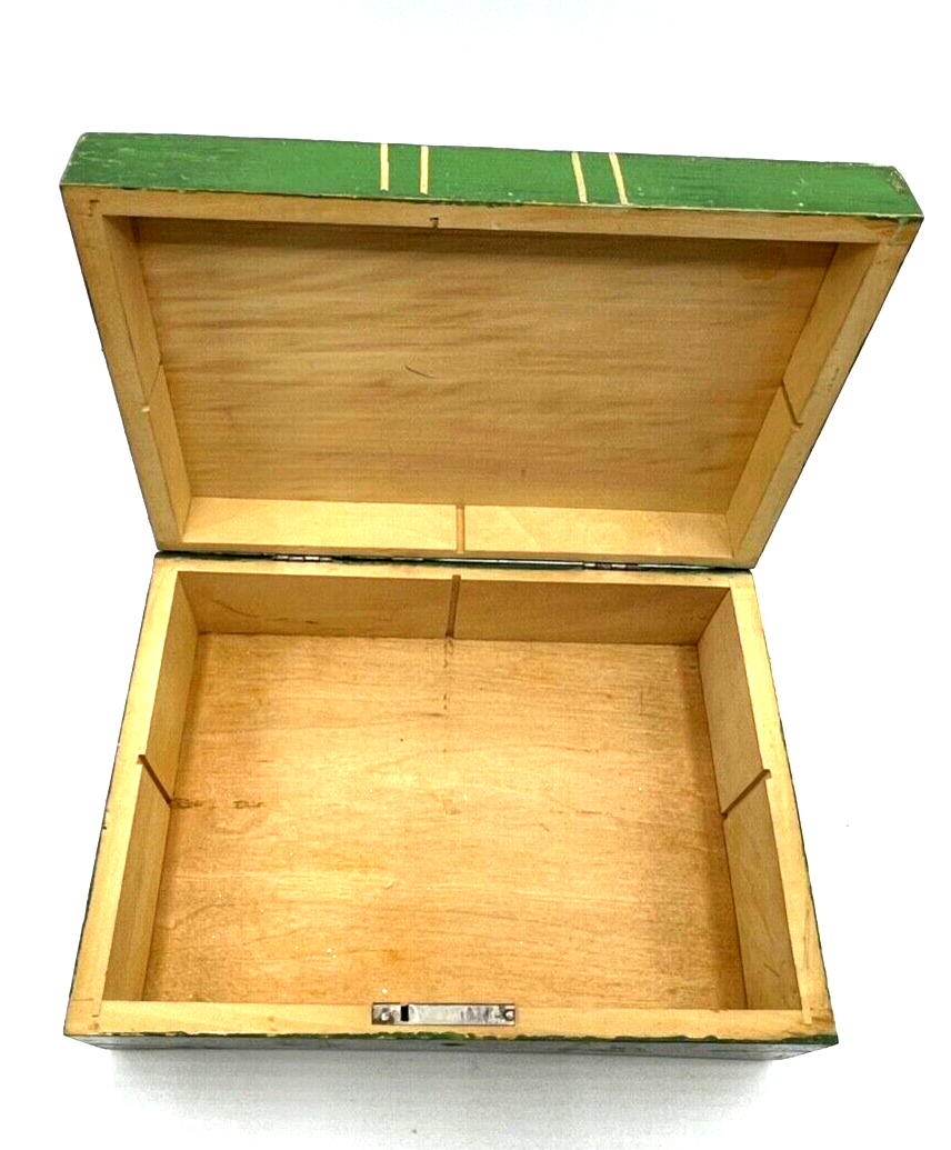 Dachbodenfund alte Tannenholz Holz Schatulle Handarbeit Handbemalt um 19006