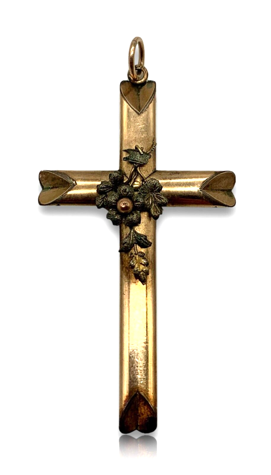 Biedermeier Kreuz Kruzifix - Anhänger Kettenanhänger - Walzgold Double0