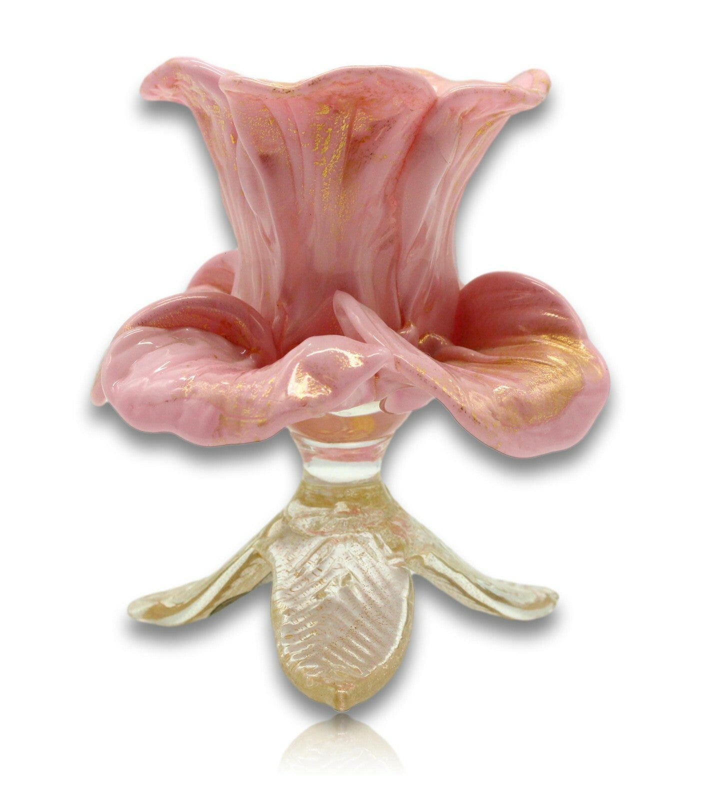 Salviati Murano - Handarbeit Kunstglas - mit Goldeinschmelzung - Blütenform0