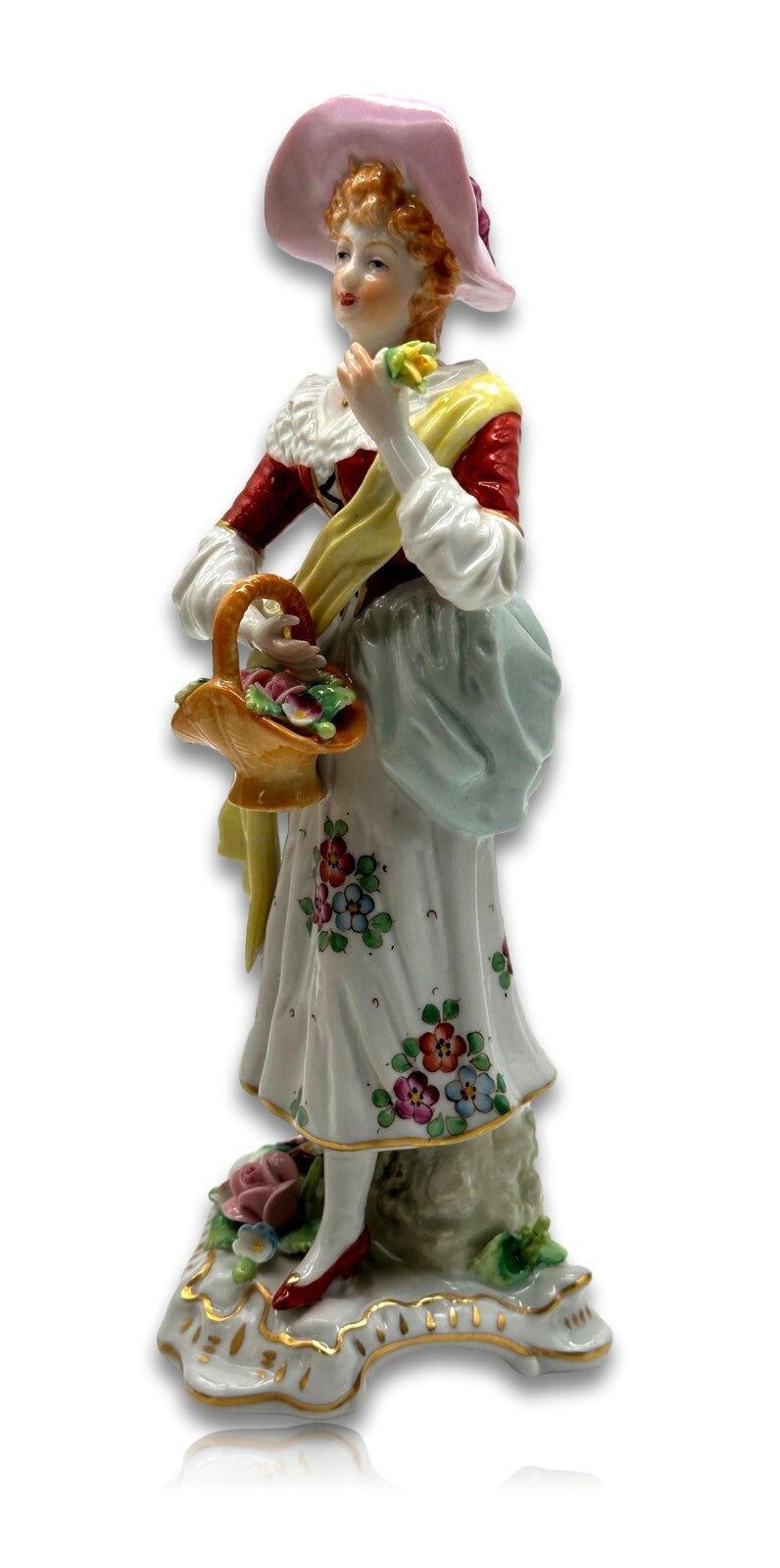Sitzendorfer Porzellanmanufaktur - Dame mit Blumenkorb - Rokoko Porzellanfigur1