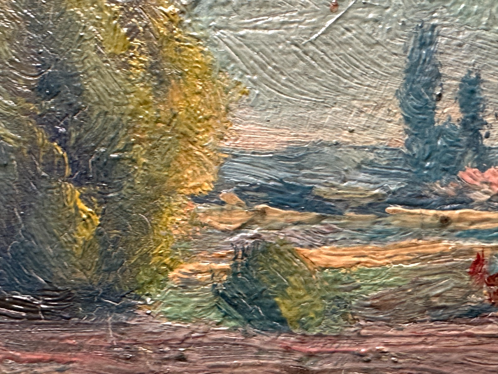 Ölgemälde – Landschaft mit Erntehocken & Traktor, signiert W…, ca. Mitte 20. Jh14