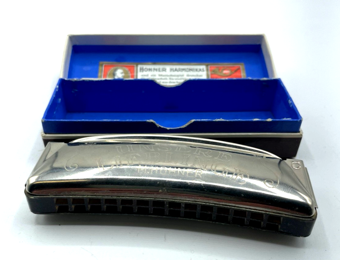 Vintage Unsere Lieblinge M Hohner Harmonika C Mundharmonika orig. Box gepflegt4