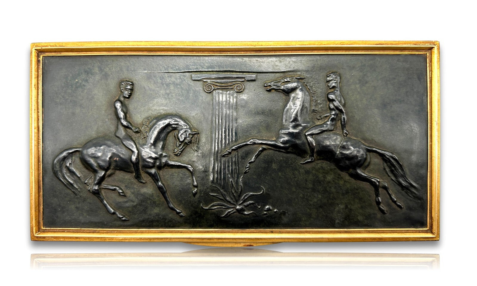Erhard & Söhne Schwäbisch Gmünd - Art Déco Schatulle - Bronze Relief 'Dioskuren'7