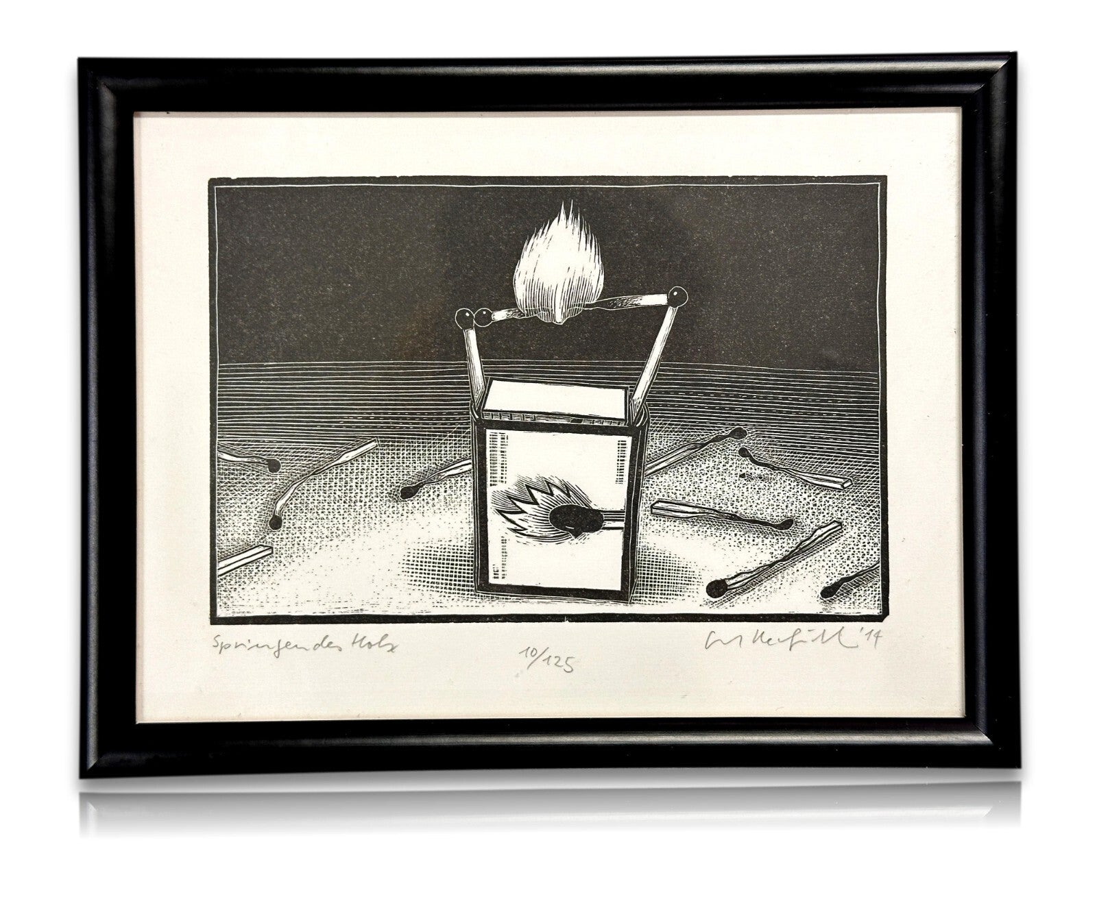 Egbert Herfurth - Holzschnitt - Springendes Holz - 2014 - signiert nummeriert0