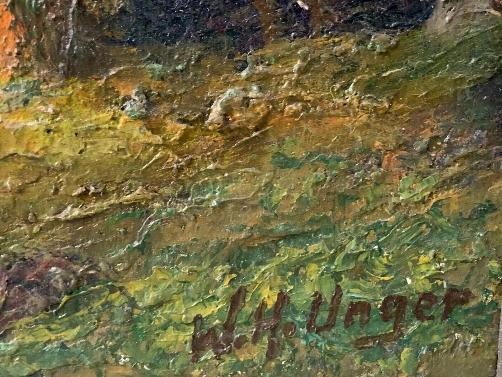 Wolfgang Heinz Unger *1929 - Wanderrast - Öl auf Holzplatte - gerahmt - signiert4