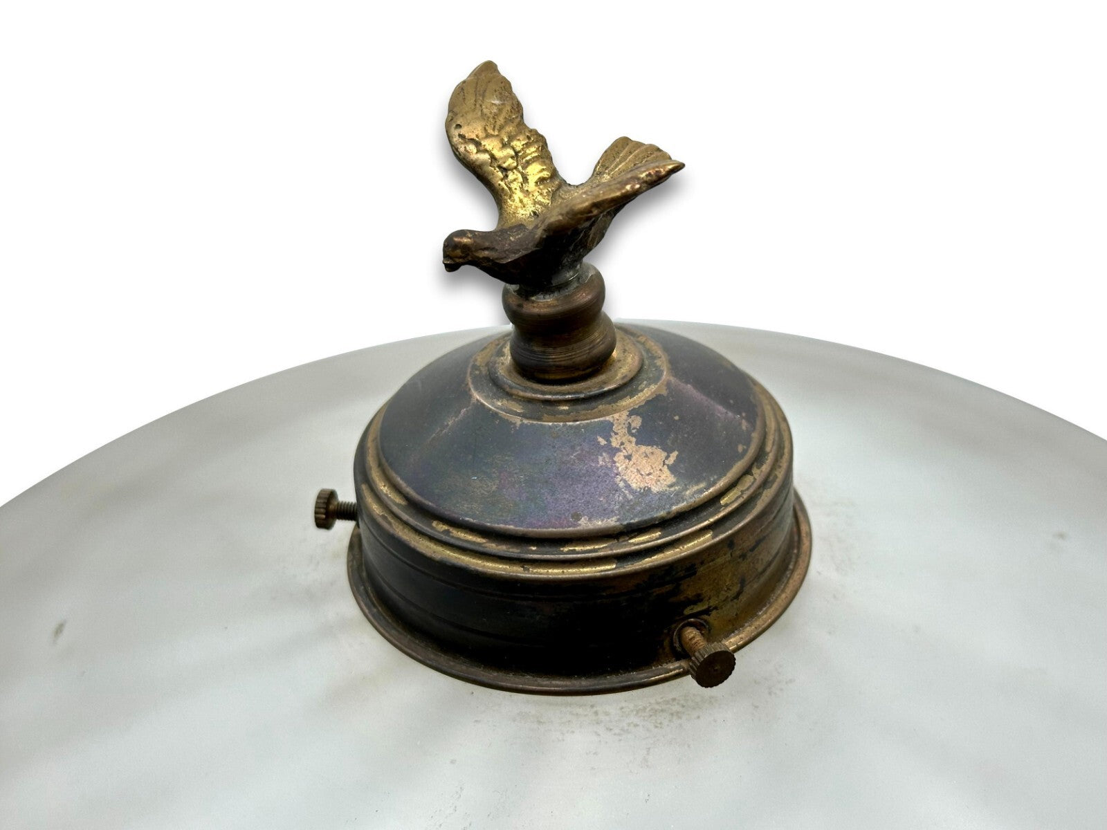 Jugendstil - Wiener Tischlampe um 1900 - Messing - opakes Glas - Original7