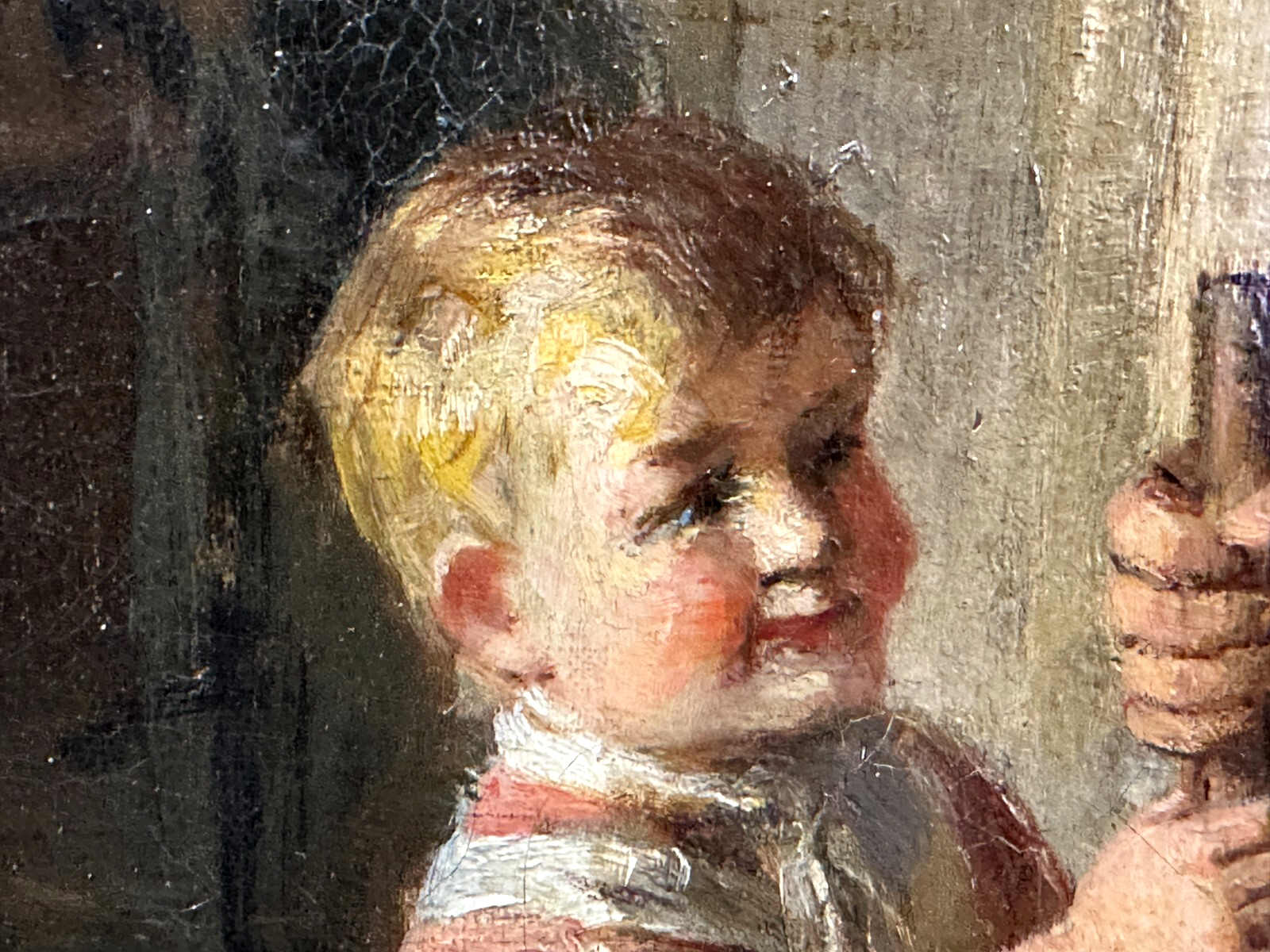 Friedrich Ortlieb 1839-1909 - 'Beim Butterstampfen' - Genremalerei - Öl auf Lw.4