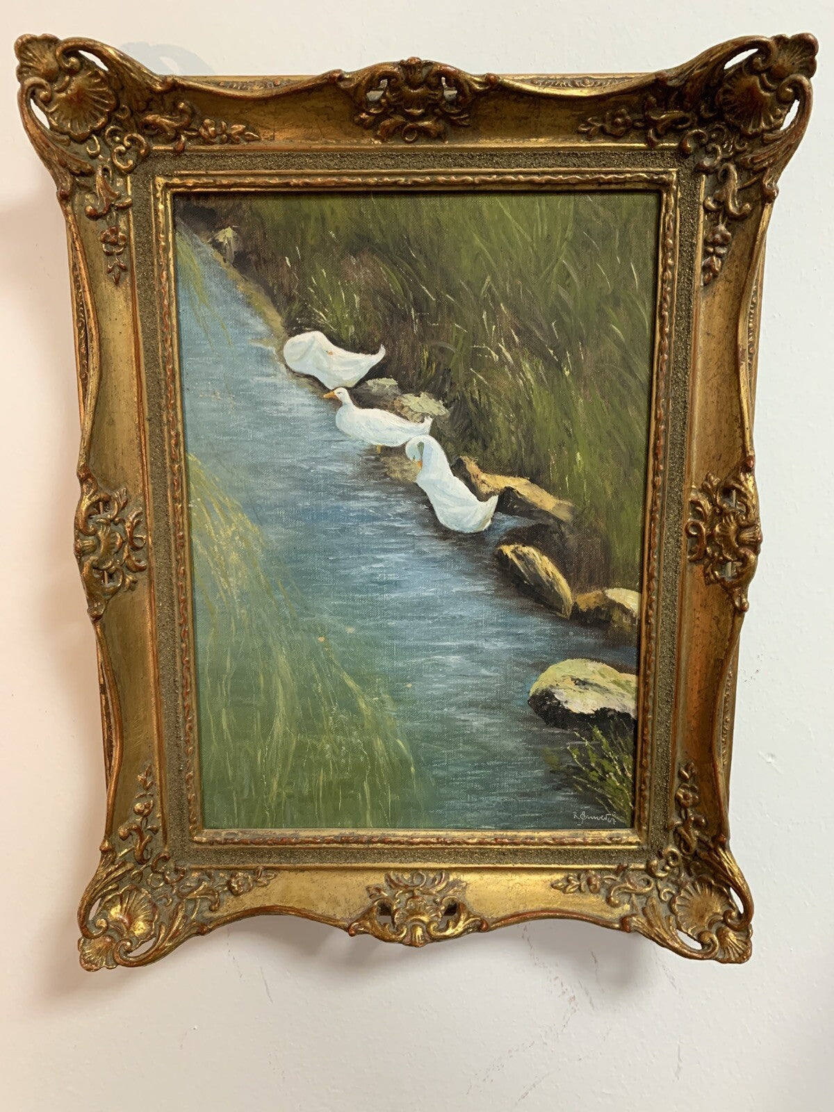 Enten am Teich Ölgemälde 19671