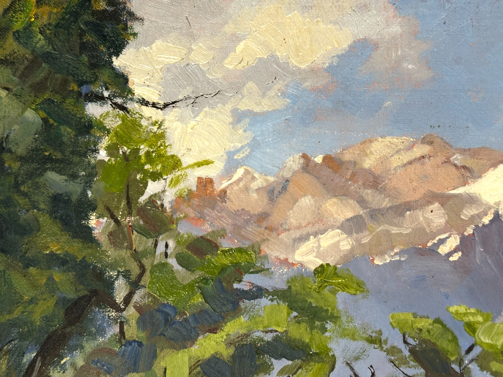 Ernst Feuerstein 1903–1960 Bauernhof an der Zugspitze Öl auf Masonit - signiert3