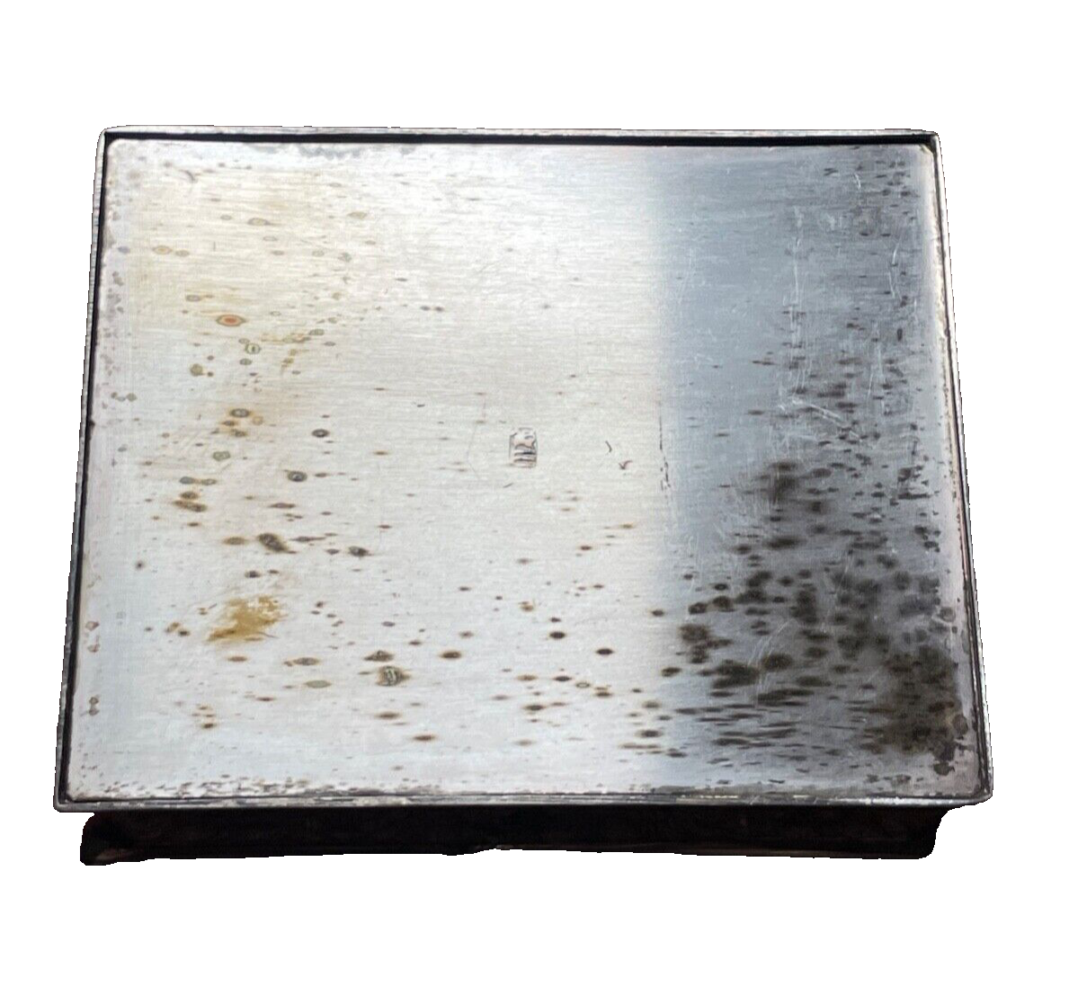 Kleine alte Erhard & Söhne Schatulle Silber farb. Putten Engel Dekor rar Metall17
