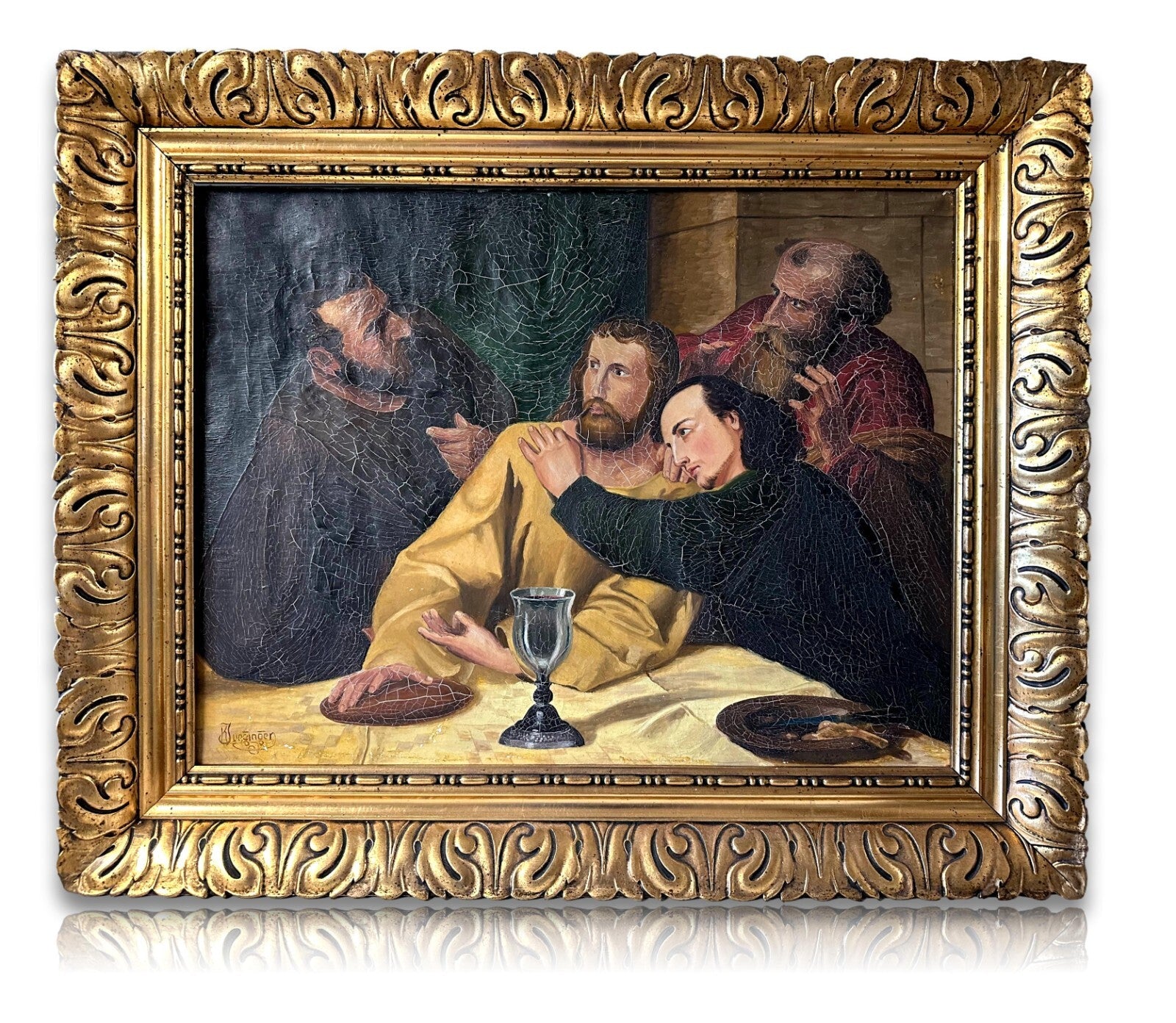 Öl auf Leinwand - Jesus und Judas - K. Junginger - Kopist nach Adolf Schmitz0