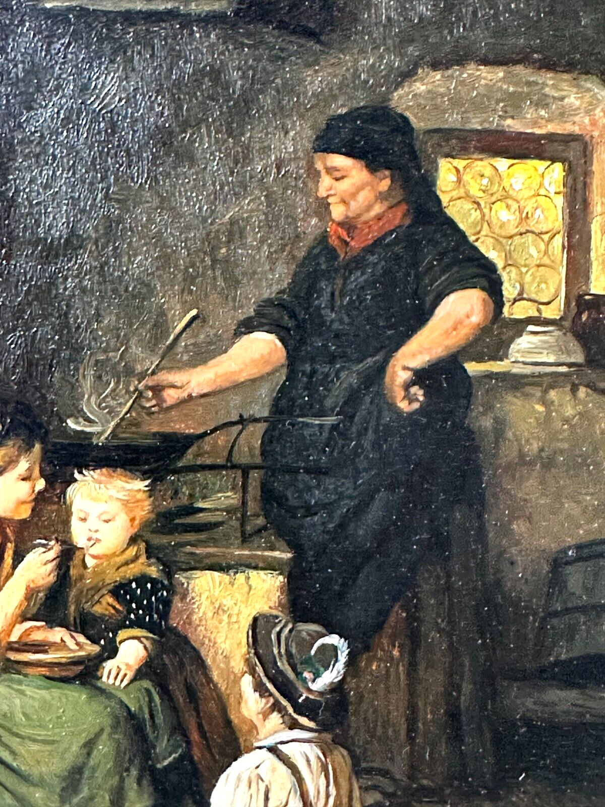 Öl auf Holz - Van der Pool - Genre Malerei - Signiert - Gerahmt - Küche mit Frau2