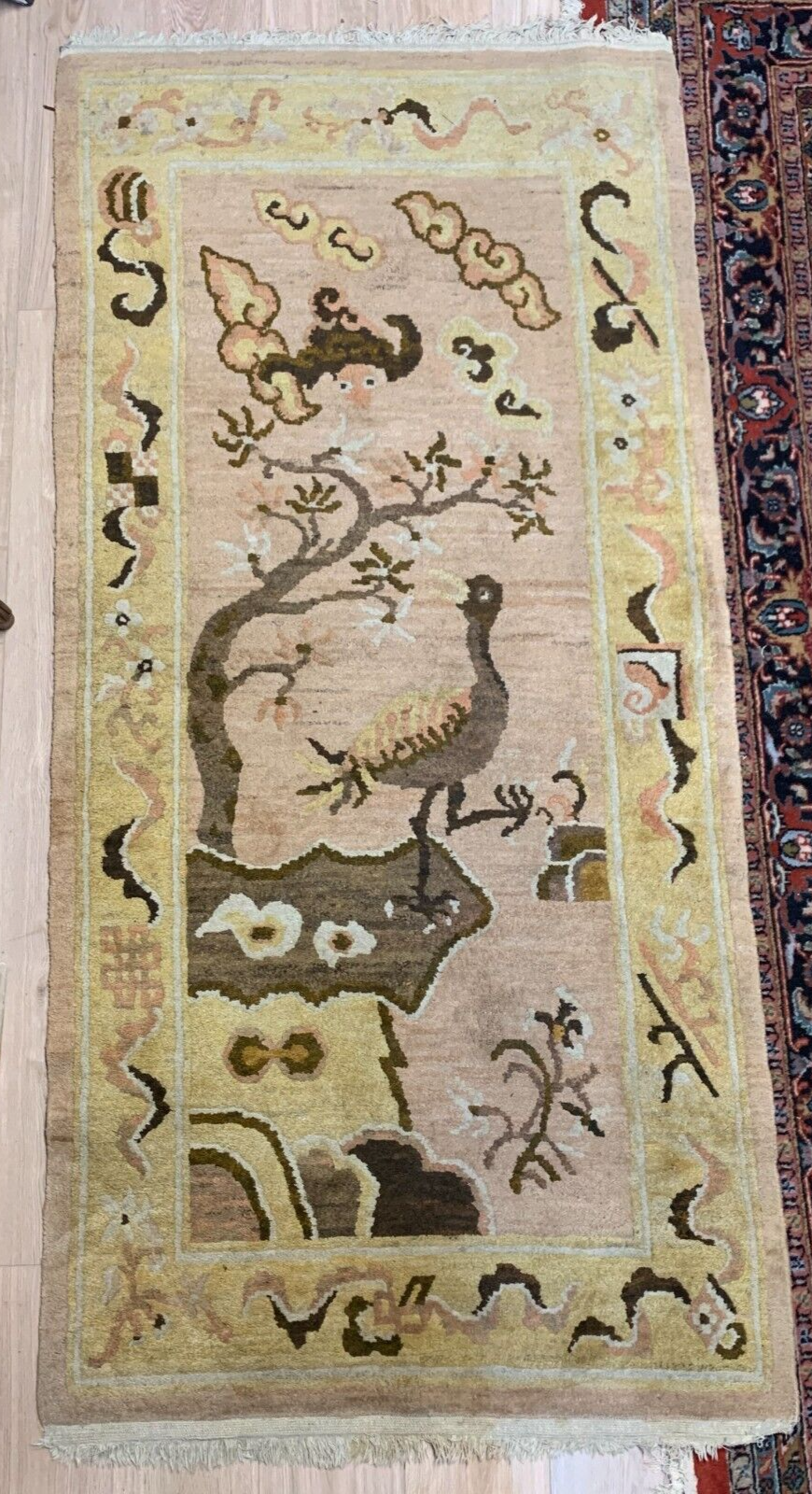 alter asiatischer Teppich - Pastell Farben - Wolle - ca. 50er Jahre Handgeknüpft0