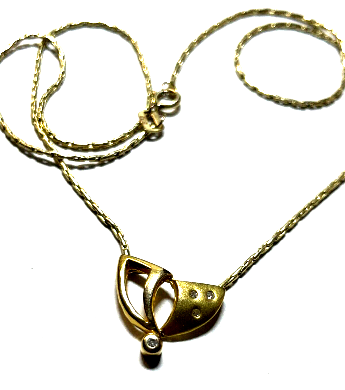 333 Gold 8 K Halskette Collier 4 Diamanten Juwelier zeitloser Chic L 39,5 cm2