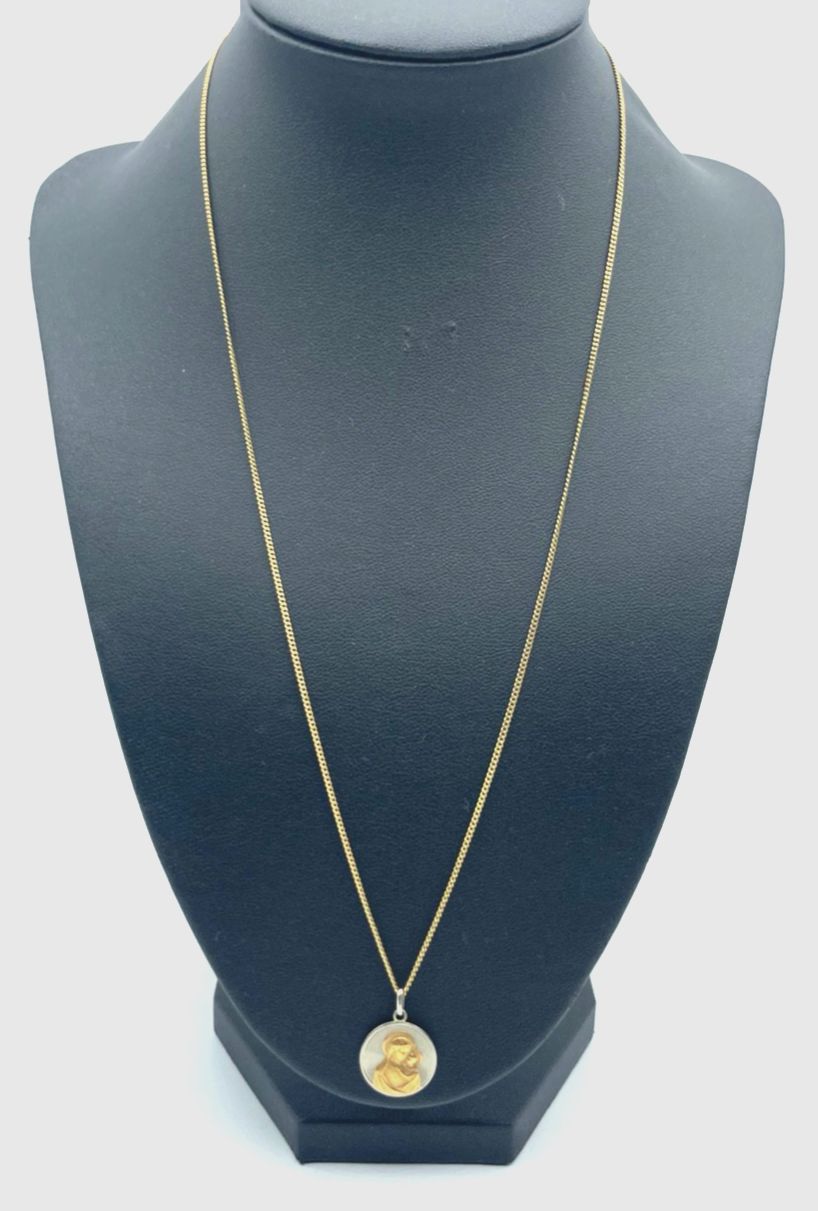 750 Gold 18 K Panzer Kette 51 cm Juwelier mit Madonna Anhänger bicolor unisex0