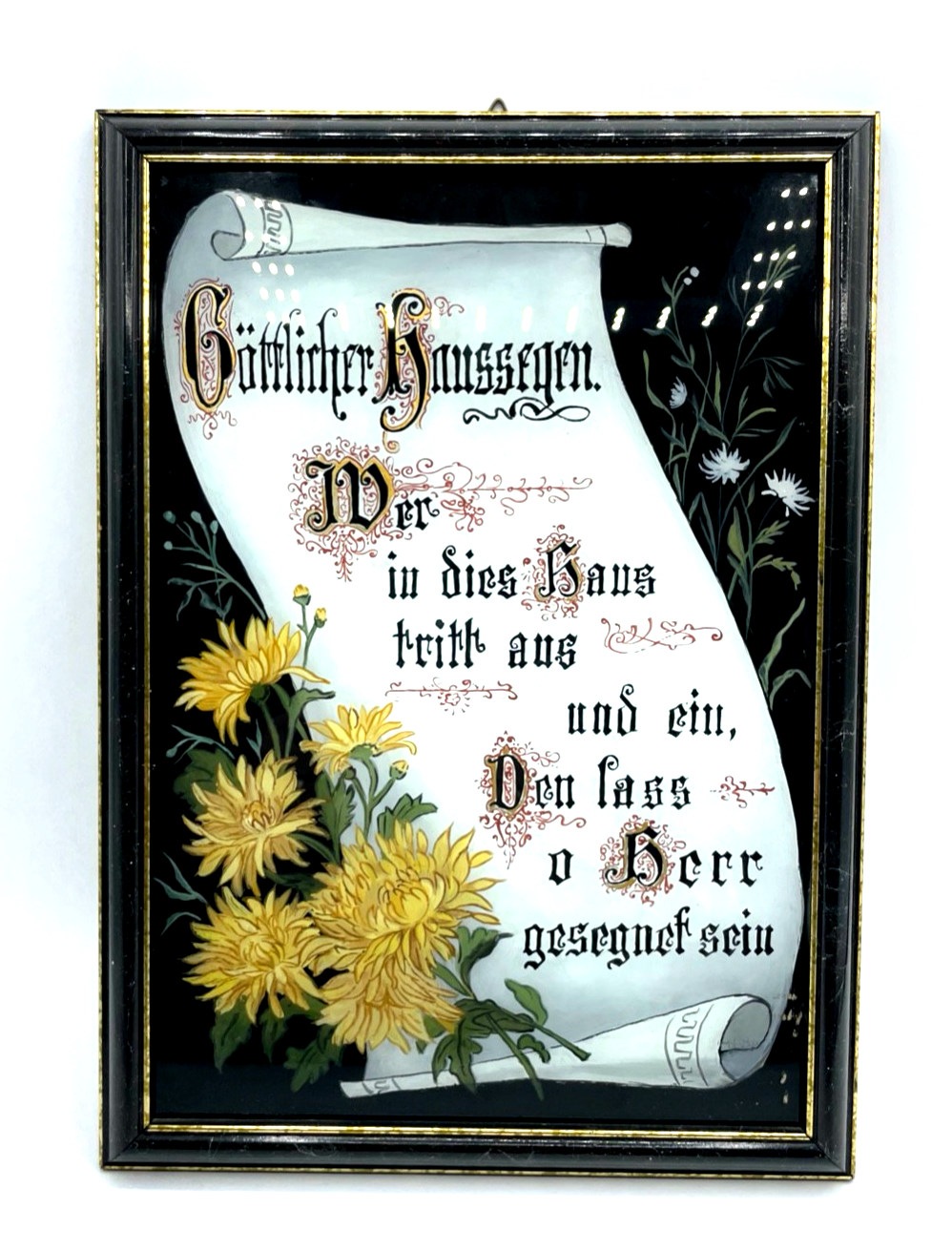 Hinterglasbild Handarbeit Hinterglas Malerei christlich Segen Spruch 32,5 x 23,50