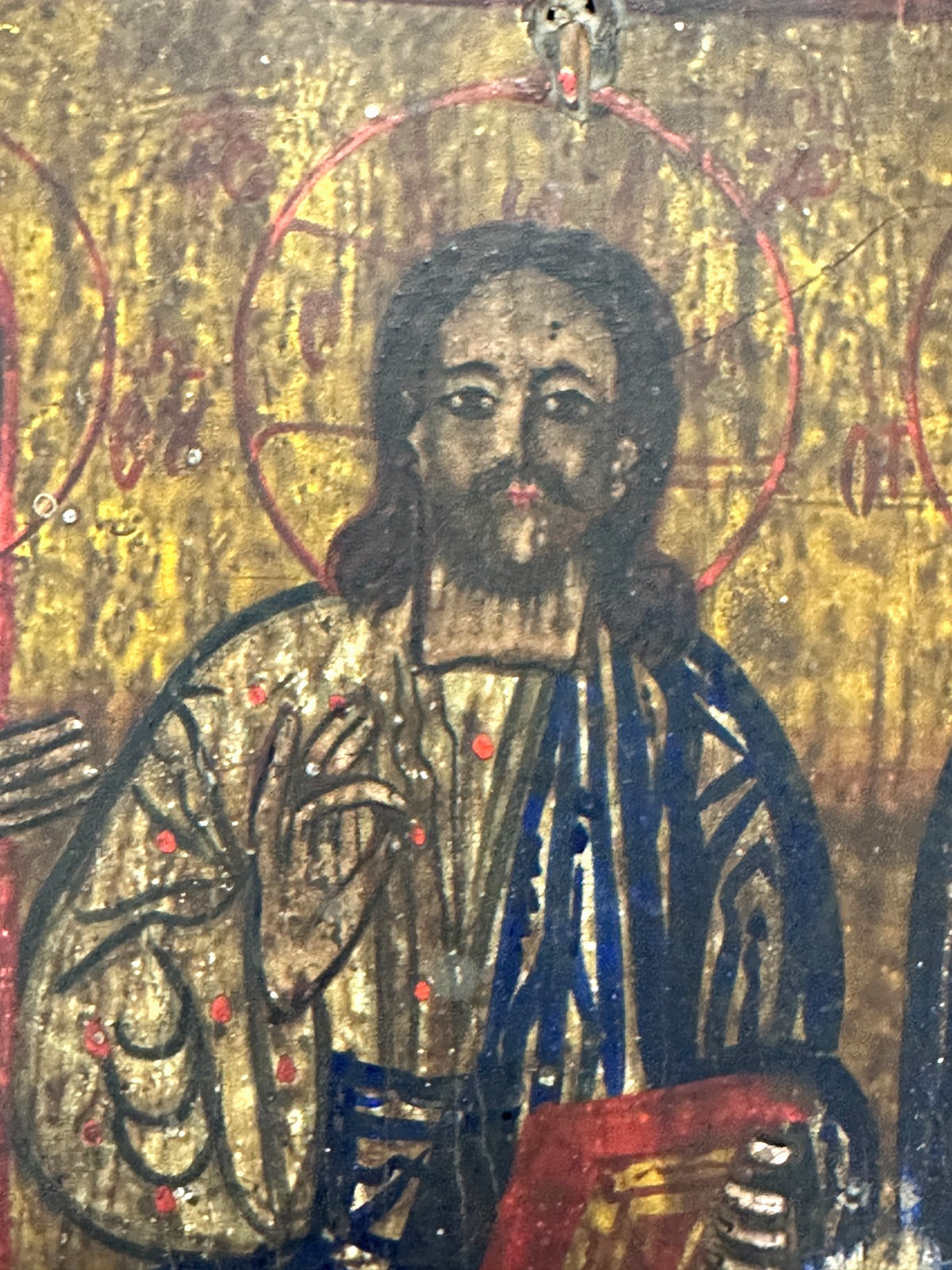Alte Ikone um 1800 – Deësis mit Hl. Theodor & Johannes – Rumänien Tempera & Gold2
