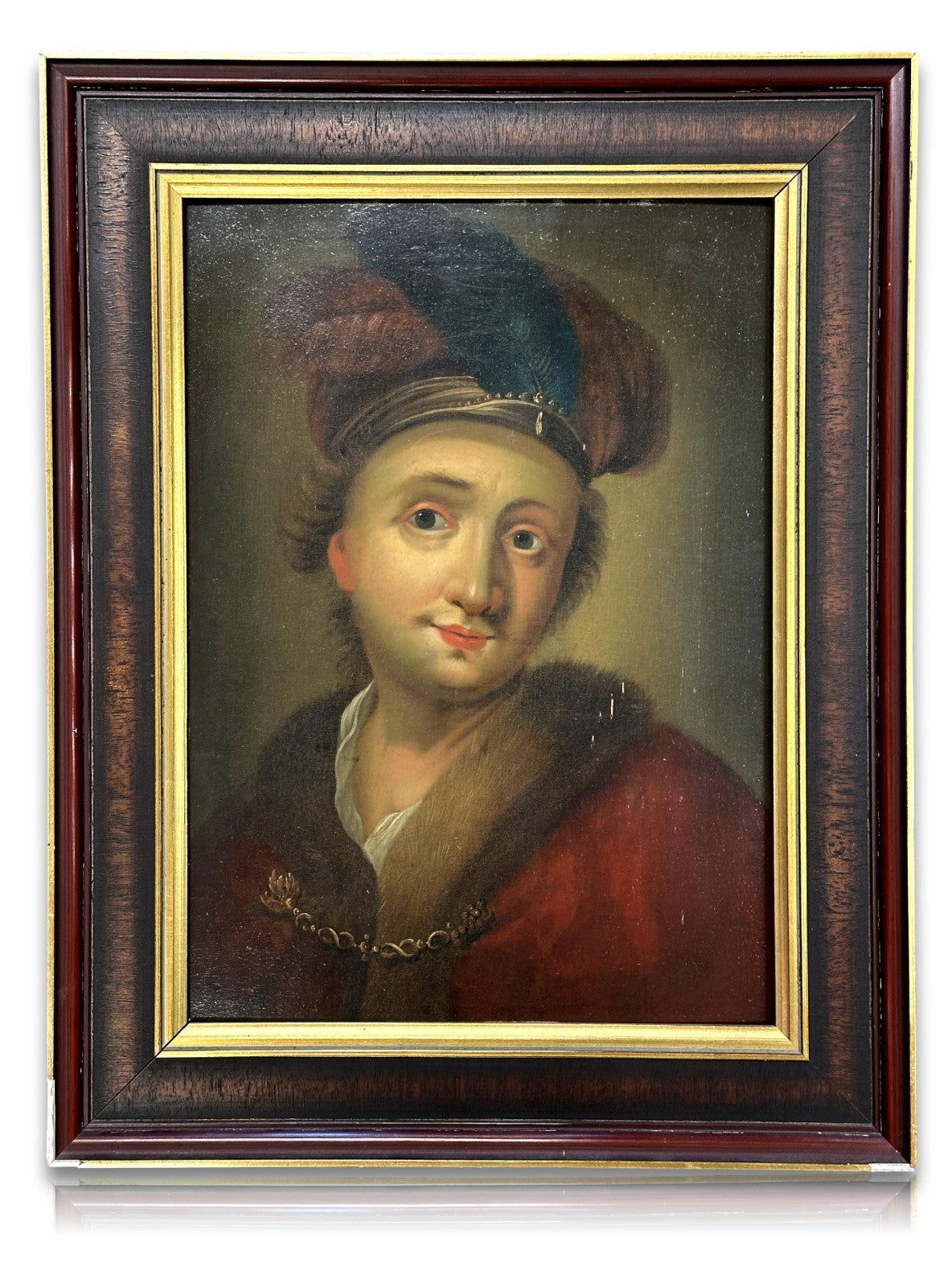 Barockes Adelsbildnis um 1730 – Öl auf Holz – feine Malerei – Hofmalerqualität0
